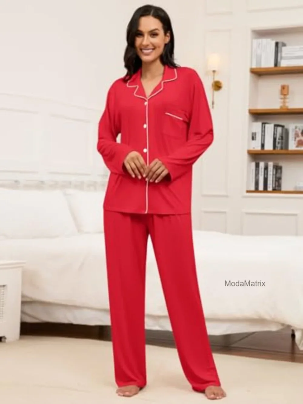 Girls Lyocell Pajama Set Long Sleeve Button Down 2 Piece